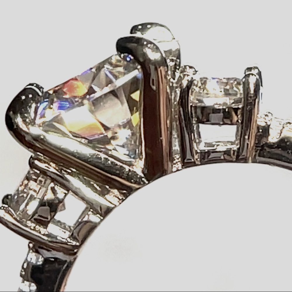 DEPOSIT- for Romantic 3.5tcw (D, VVS1) 3 Stone Moissanite Ring with pave - Picture 3 of 13